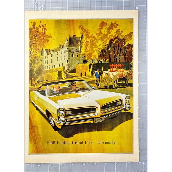 Pontiac Grand Prix "Obviously" Illustration Vintage Print Ad 1966 Art - Picture 2 of 3